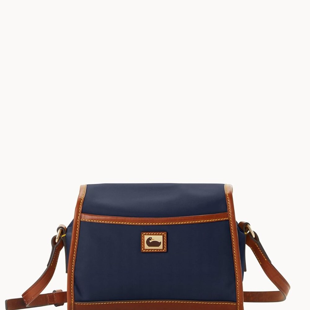 Dooney & Bourke Wayfarer Camden Navy and Brown Nylon Flap Crossbody Bag - Picture 6 of 6